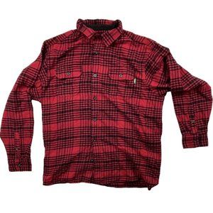Woolrich Shirt Mens XXL Red Plaid Brawny Flannel Long Sleeves Thick Shacket